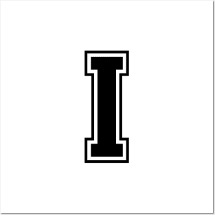 Initial Letter I - Varsity Style Design - Black text Posters and Art